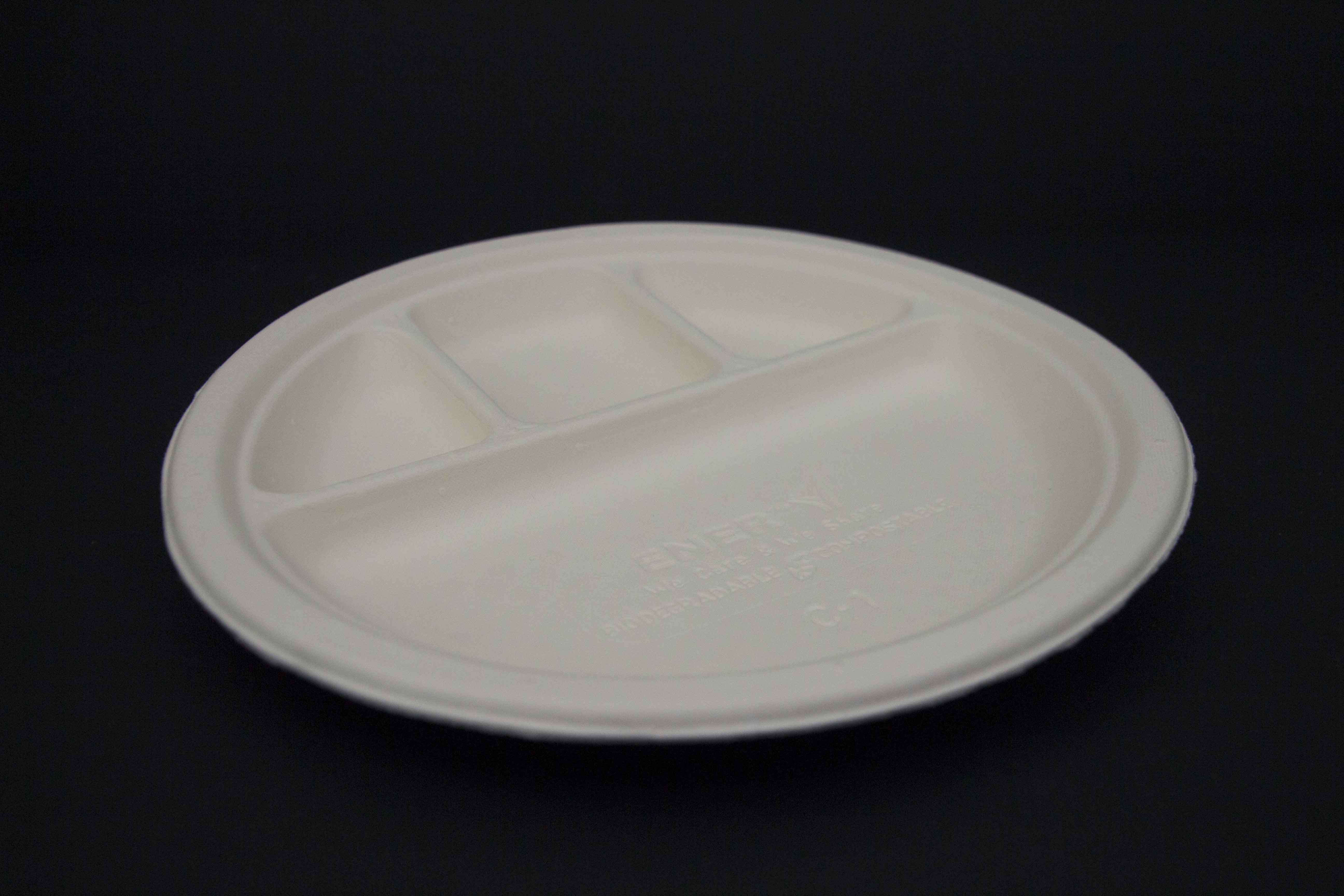 Biodegradable 10-inch Compartment Plate